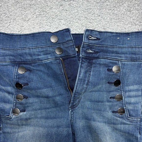 Express Jeans Womens 0 Super High Rise Sailor Buttons Perfect Curves Stretch - Picture 3 of 6